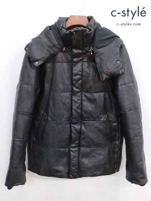 glamb グラム 中綿レザージャケット 4 ブラック 羊革 フード