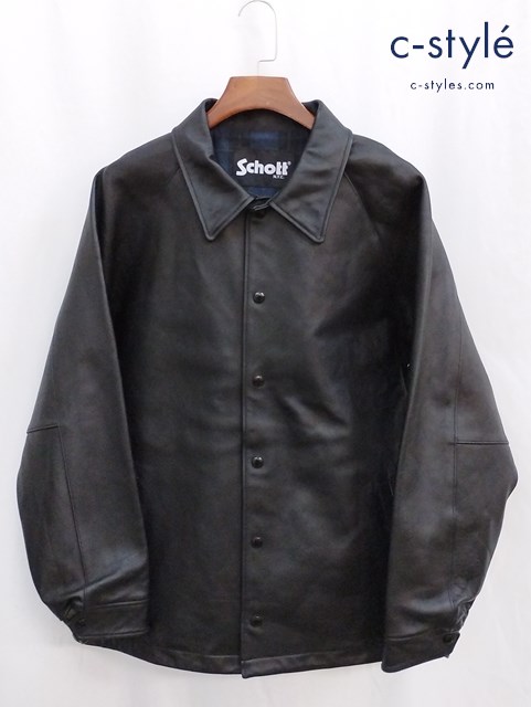SCHOTT × SOPHNET ショット×ソフネット LEATHER COACH JACKET XL ブラック SOPH-222092