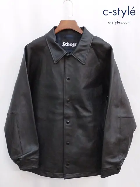 SCHOTT × SOPHNET ショット×ソフネット LEATHER COACH JACKET XL ブラック SOPH-222092