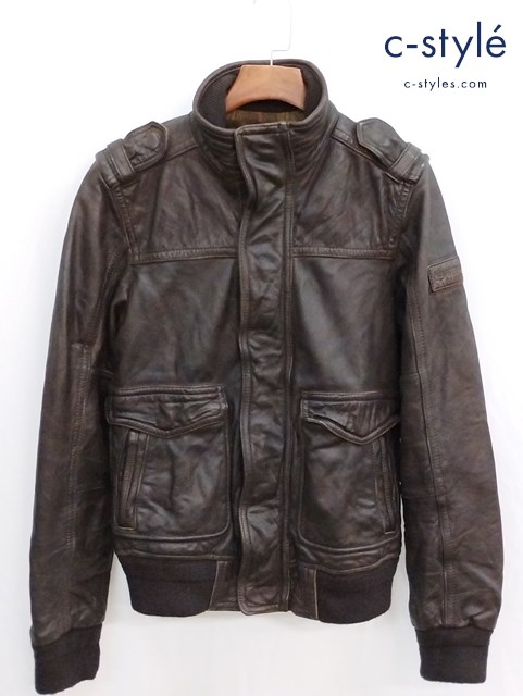 Abercrombie & Fitch アバクロンビー＆フィッチ SLANT ROCK レザージャケット M ブラウン