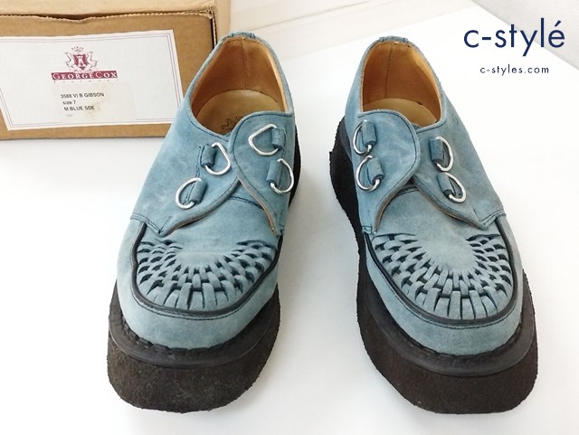 GEORGE COX ジョージコックス レザーシューズ 7 ブルー スエード クリーパーズ 英国製