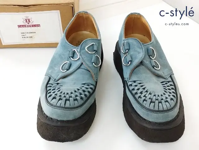 GEORGE COX ジョージコックス レザーシューズ 7 ブルー スエード クリーパーズ 英国製