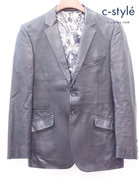 PS Paul Smith ポールスミス シープレザーテーラードジャケット M ブラウン ペイズリー