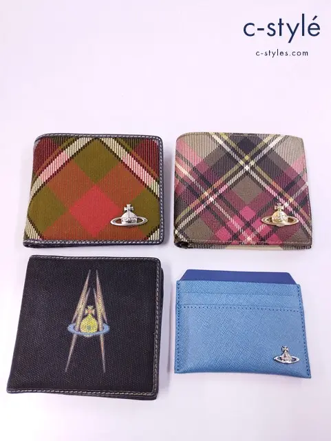 Vivienne Westwood ヴィヴィアンウエストウッド 二つ折り財布 ブラック ブルー系 マルチカラー レディース