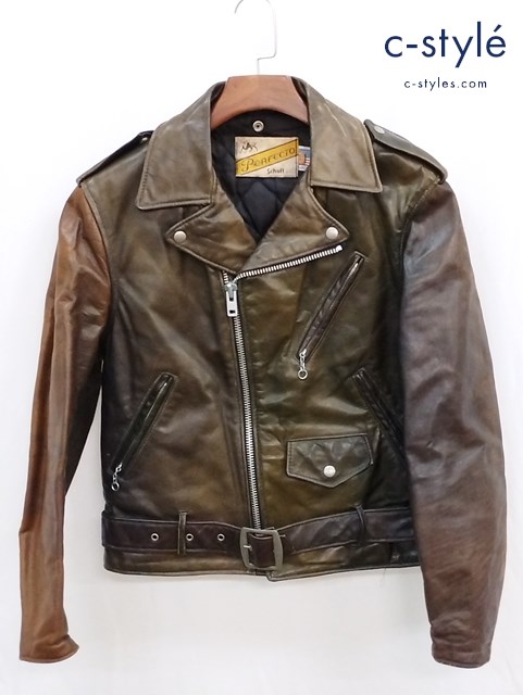 schott ショット レザー ダブルライダース 38 ブラウン系 アメリカ製