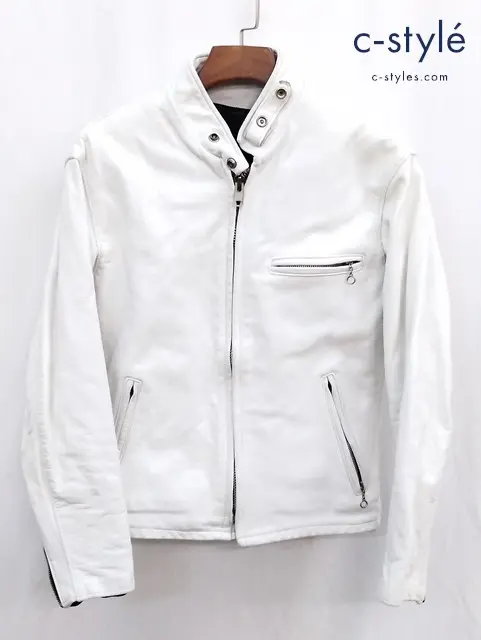 schott ショット レザー シングルライダース 38 ホワイト アメリカ製