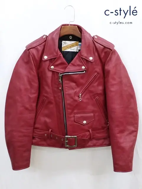 PERFECTO by Schott パーフェクトバイショット レザー ダブルライダース 38 レッド