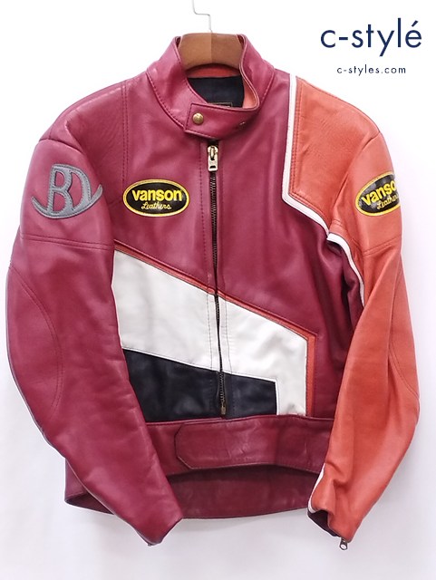 VANSON バンソン シングルライダース 38 レッド系