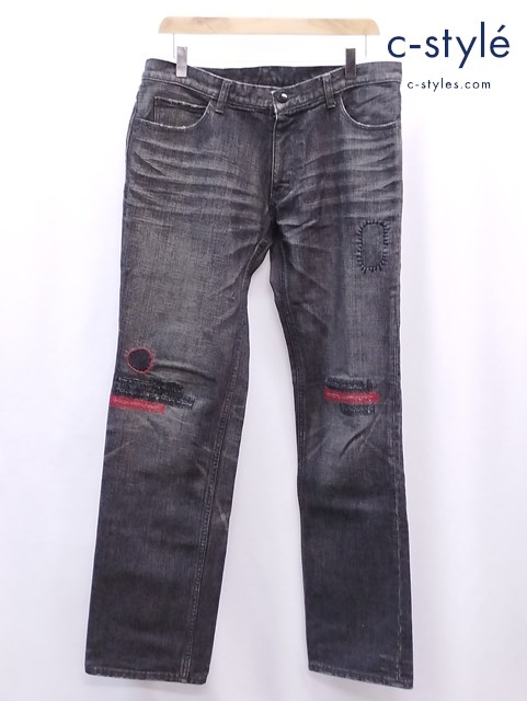 NUMBER (N)INE ナンバーナイン ダメージリペア加工デニムパンツ 4 ブラック