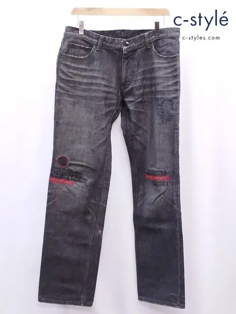 NUMBER (N)INE ナンバーナイン ダメージリペア加工デニムパンツ 4 ブラック