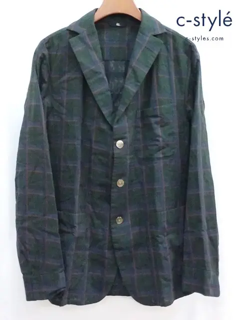 45R フォーティーファイブアール テーラードジャケット 5 グリーン系 チェック 三つボタン 4031908 日本製