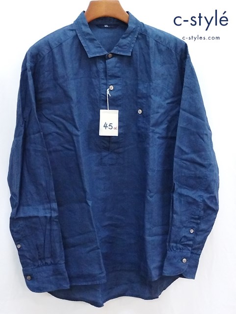 45R フォーティファイブアール リネンシャツ 長袖 5 ネイビー 4053028 日本製