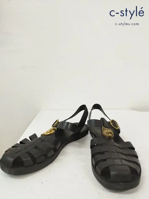 GUCCI グッチ サンダル 10 ブラック 300724 ゴールド