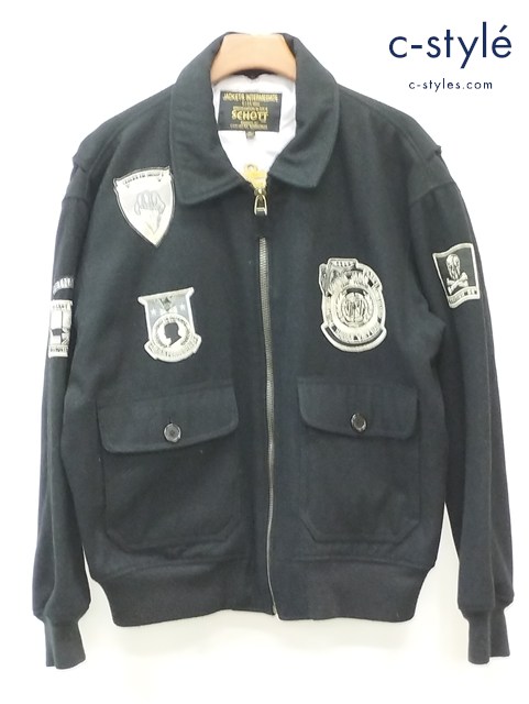 Schott ショット G-1 FLIGHT JACKET XL ブラック Wings of gold M-422 B