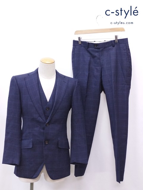 azabu tailor × Grand Marquis スリーピース セットアップ スーツ 上042 A ベスト 044 A 下 082 ネイビー