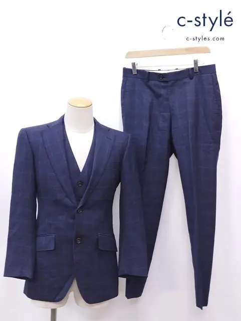 azabu tailor × Grand Marquis スリーピース セットアップ スーツ 上042 A ベスト 044 A 下 082 ネイビー
