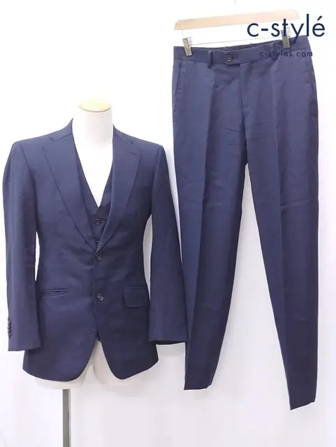azabu tailor × LANIFICIO COMERO スリーピース セットアップ スーツ 上 042 A 下 082 ネイビー