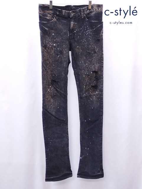 L.G.B. ルグランブルー クラッシュペイントブラックデニムパンツ 30 ブラック