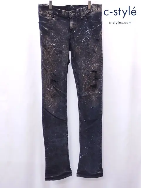 L.G.B. ルグランブルー クラッシュペイントブラックデニムパンツ 30 ブラック