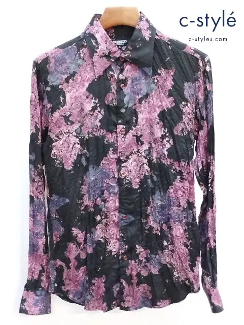 TORNADO MART トルネードマート フラワー総柄シャツ L ブラック系 花柄