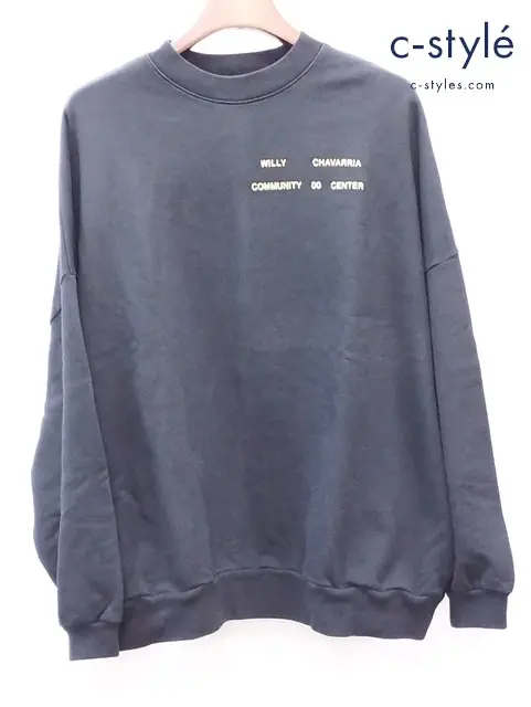 WILLY CHAVARRIA ウィリーチャバリア スウェット トレーナー M ブラック EMBROIDERY SWEAT