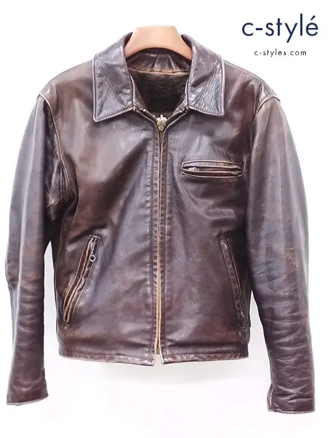 Schott ショット シングルライダース ジャケット ブラウン 36 内ボア MADE IN USA