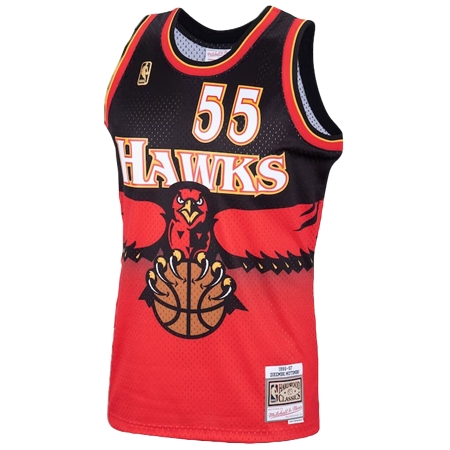 Atlanta Hawks(アトランタ ホークス) バスケットボール ユニフォーム ディケンベ・ムトンボ 1996 Hardwood Classics ロード スウィングマン ユニフォーム バイ・Mitchell & Ness – スカーレット – メンズ