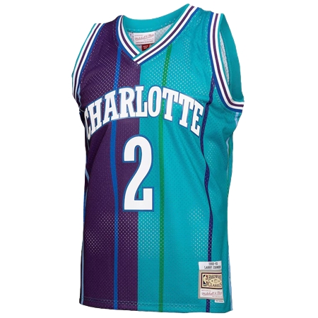 Charlotte Hornets(シャーロット ホーネッツ) バスケットボール ユニフォーム メンズ ミッチェル & ネス ラリー ジョンソン ティール/パープル シャーロット ホーネッツ ハードウッド クラシック 1992/93 スプリット スウィングユニフォーム