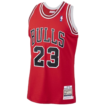 Chicago Bulls(シカゴ ブルズ) バスケットボール ユニフォーム マイケル・ジョーダン 1997年 ロード オーセンティック ユニフォーム Mitchell & Ness – スカーレット – メンズ