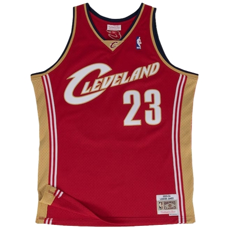 Cleveland Cavaliers(クリーブランド キャバリアーズ) バスケットボール ユニフォーム レブロン・ジェームズ 2003-04 Hardwood Classics ロード スウィングマン ユニフォーム Mitchell & Ness – レッド – メンズ