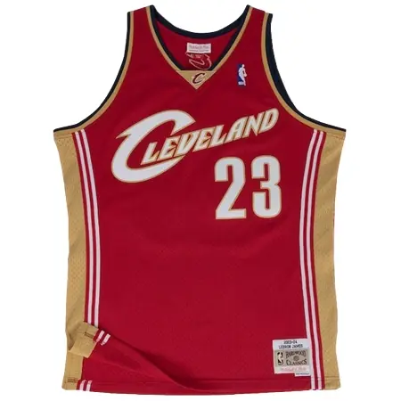Cleveland Cavaliers(クリーブランド キャバリアーズ) バスケットボール ユニフォーム レブロン・ジェームズ 2003-04 Hardwood Classics ロード スウィングマン ユニフォーム Mitchell & Ness – レッド – メンズ