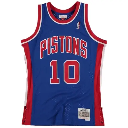 Detroit Pistons(デトロイト ピストンズ) バスケットボール ユニフォーム ロッドマン 1988 Hardwood Classics ロード スィングマン ユニフォーム バイ Mitchell & Ness – ロイヤル – メンズ