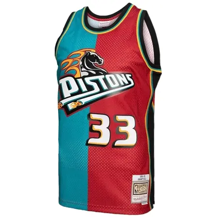 Detroit Pistons(デトロイト ピストンズ) バスケットボール ユニフォーム メンズ ミッチェル & ネス グラント ヒル ティール/レッド デトロイト ピストンズ ハードウッド クラシック 1999/00 スプリット スウィングユニフォーム