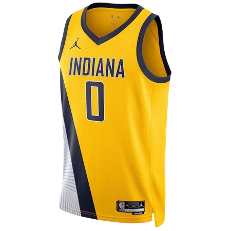 Indiana Pacers(インディアナ ペイサーズ) バスケットボール ユニフォーム Jordan ステートメント エディション スウィングマン ユニフォーム – ネイビー – タイリース・ハリバートン