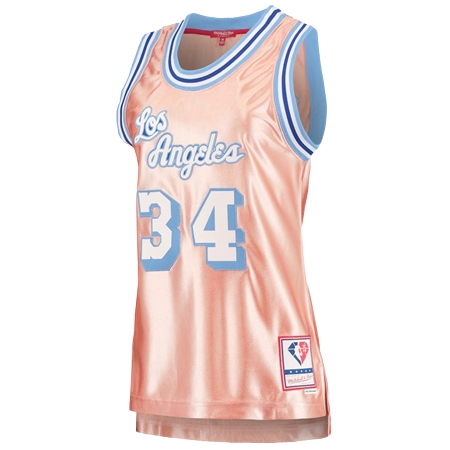 Los Angeles Lakers(ロサンゼルス レイカーズ) バスケットボール ユニフォーム レディース ミッチェル & ネス シャキール オニール ピンク ロサンゼルス レイカーズ 75 周年記念 ローズゴールド 1996 スウィングマンユニフォーム