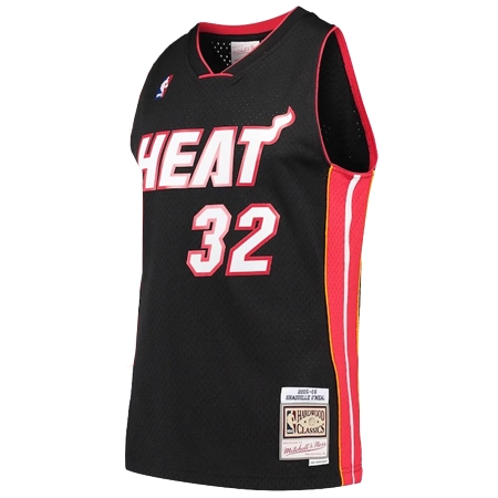 Miami Heat(マイアミ ヒート) バスケットボール ユニフォーム メンズ・Mitchell & Ness シャキール・オニール ブラック マイアミ・ヒート メッシュ Tシャツ
