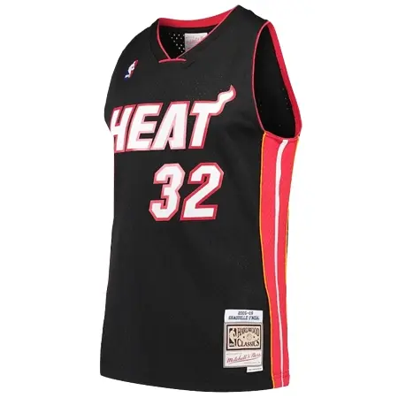 Miami Heat(マイアミ ヒート) バスケットボール ユニフォーム メンズ・Mitchell & Ness シャキール・オニール ブラック マイアミ・ヒート メッシュ Tシャツ