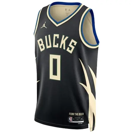 Milwaukee Bucks(ミルウォーキー バックス) バスケットボール ユニフォーム ジョーダン ステートメント スウィングマンユニフォーム- ブラック – ダミアン リラード – ユニセックス