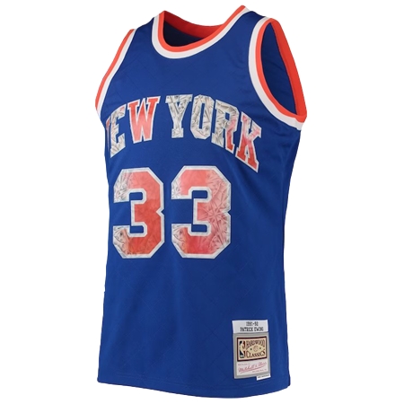 New York Knicks(ニューヨーク ニックス) バスケットボール ユニフォーム メンズ・Mitchell & Ness パトリック・ユーイング ブルー ニューヨーク・ニックス 1991/92 Hardwood Classics NBA 75周年記念 ダイヤモンド スウィングマンジャージ