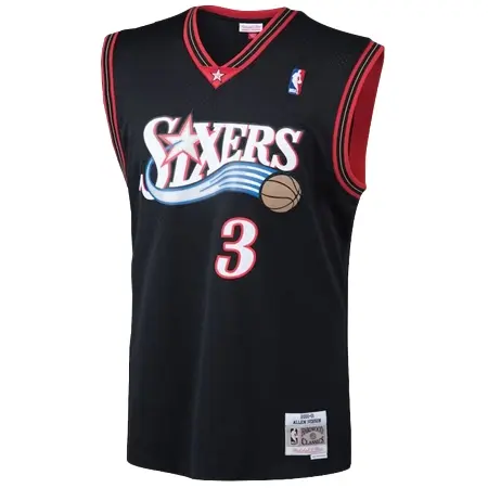 Philadelphia 76ers(フィラデルフィア 76ERS) バスケットボール ユニフォーム アレン・アイバーソン 2000-01 ロード スウィングマン ユニフォーム by Mitchell & Ness – ブラック – メンズ