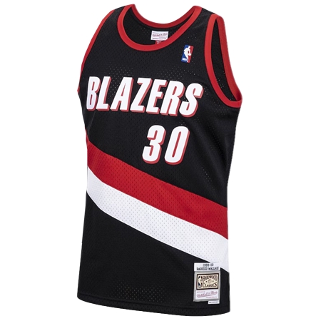 Portland Trail Blazers(ポートランド・トレイルブレイザーズ) バスケットボール ユニフォーム メンズ・Mitchell & Ness ラシード・ウォレス ブラック ポートランド・トレイル・ブレイザーズ 1999/00 Hardwood Classics スウィングマン ユニフォーム