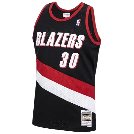 Portland Trail Blazers(ポートランド・トレイルブレイザーズ) バスケットボール ユニフォーム メンズ・Mitchell & Ness ラシード・ウォレス ブラック ポートランド・トレイル・ブレイザーズ 1999/00 Hardwood Classics スウィングマン ユニフォーム