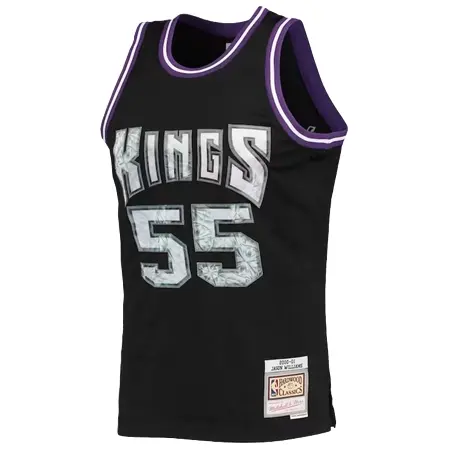 Sacramento Kings(サクラメント キングス) バスケットボール ユニフォーム メンズ ミッチェル & ネス ジェイソン ウィリアムズ ブラック サクラメント キングス 2000/01 ハードウッド クラシック NBA 75 周年記念 ダイヤモンド スウィングユニフォーム