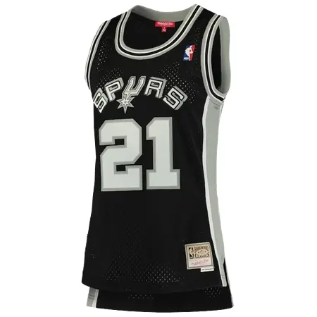 San Antonio Spurs(サンアントニオ スパーズ) バスケットボール ユニフォーム レディース ミッチェル & ネス ティム ダンカン ブラック サンアントニオ スパーズ 1998/99 ハードウッド クラシック スウィングマンユニフォーム