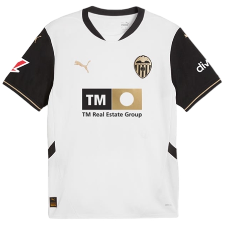 Valencia CF(バレンシアCF) サッカー ユニフォーム 24/25 公式 ホーム 半袖 （選手名、背番号、パッチ込み）