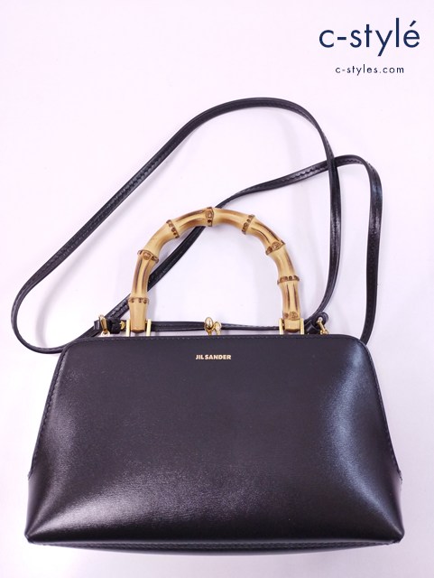 JIL SANDER ジルサンダー ゴジ バンブー レザー 2WAY ハンドバッグ ブラック