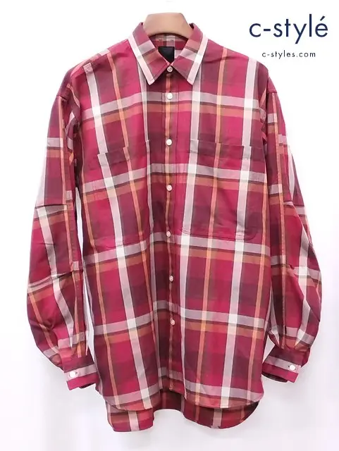 DAIWA PIER39 ダイワピア39 長袖チェック柄シャツ M レッド×マルチカラー BE-88022