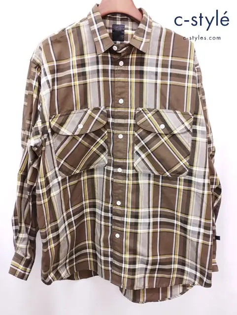 DAIWA PIER39 ダイワピア39 長袖チェック柄シャツ L ブラウン×マルチカラー BE-83022W