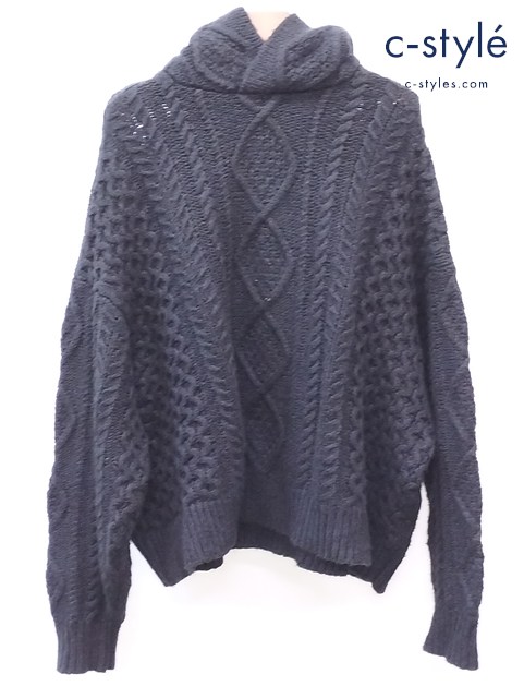 FEAR OF GOD ESSENTIALS フィアオブゴッドエッセシャルズ ケーブルニットパーカー M ブラック