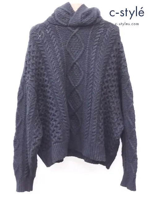 FEAR OF GOD ESSENTIALS フィアオブゴッドエッセシャルズ ケーブルニットパーカー M ブラック